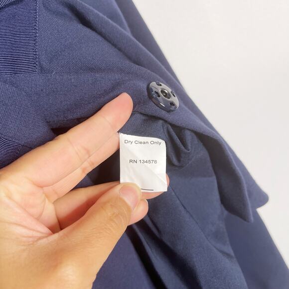 Vineyard Vines Womens 2 Navy Blue Grosgrain Bow Ponte Knit Blazer Jacket Peplum - Picture 7 of 7